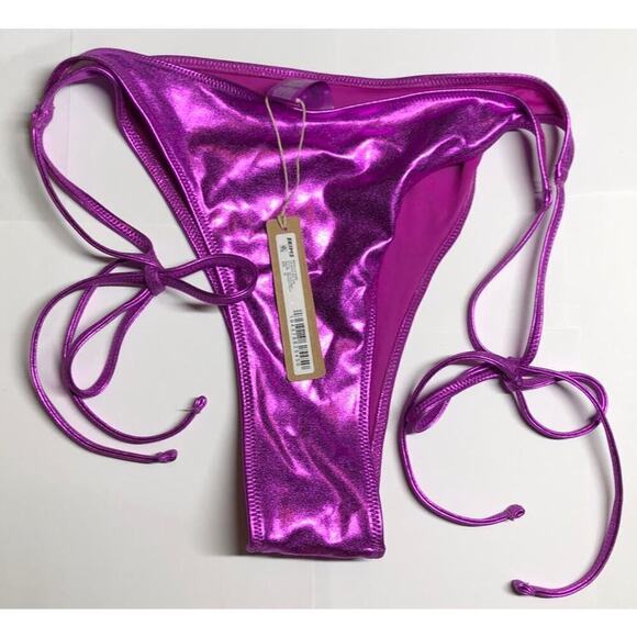 SKIMS Metallic Swim Skimpy Tie Bikini Bottom Dragon Fruit NWT Size 3X - Picture 4 of 10